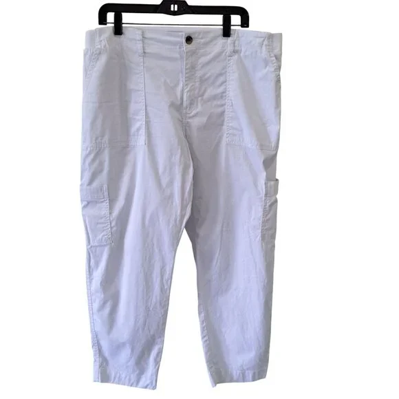 Dash Womens Size XL White Cargo Pants XL Stretch Cotton Blend Summer Beachy - Picture 1 of 8